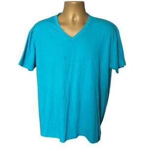 Fresh Clean Tees Turquoise V-Neck Shirt Men’s XXL Soft Blend Casual Basic